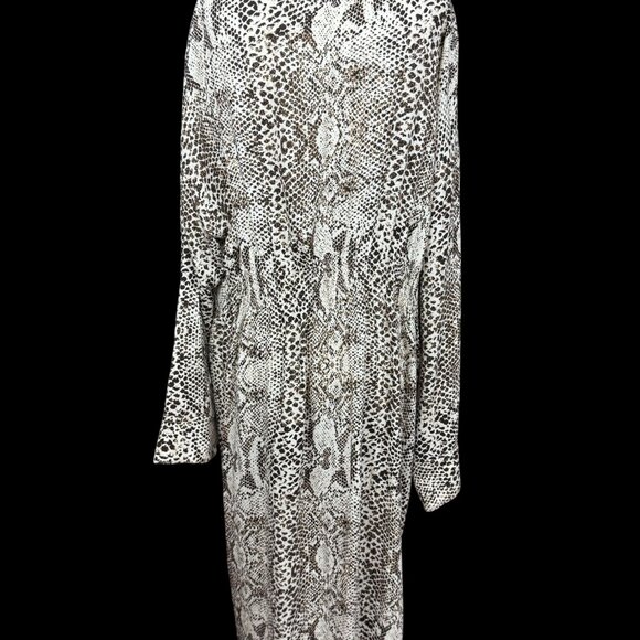 NEW Free People S Wild Nights Animal Print Long Duster cardigan Brown Cream Boho - Picture 5 of 14